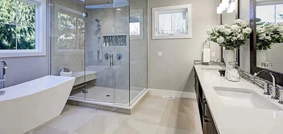 Upgrade your bathroom with expert remodeling, from new flooring to vanity installations.